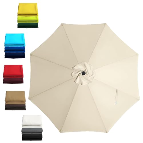 Generisch Outdoor Sonnenschirm Ersatzbezug 2/2.3/2.7/3.0 m, Sonnenschirm Balkon 6/8 Streben, Marktschirm Ersatzbespannung UV-Schutz Terrassenschirm Baldachin Ersatz Stoff(Beige,300 cm/10 FT-8 Ribs) von Generisch