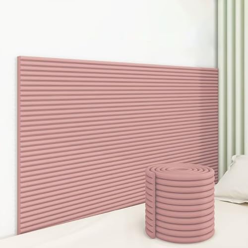 Generisch Paneele Wand Selbstklebend Rosa, 50×200 cm Wandschutz Kinderzimmer, Verdickt Anti Collision Wandpolster Wasserfest Bett Kopfteil Polster, Schneidbar Selbstklebende Paneele Mehrzweck von Generisch