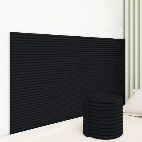 Generisch Paneele Wand Selbstklebend Schwarz, 50×200 cm Wandschutz Kinderzimmer, Verdickt Anti Collision Wandpolster Wasserfest Bett Kopfteil Polster, Schneidbar Selbstklebende Paneele Mehrzweck von Generisch