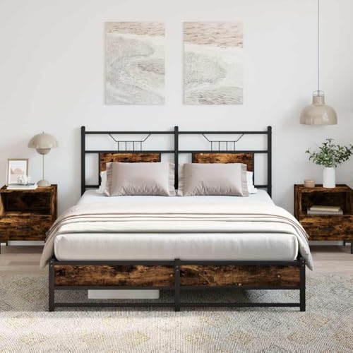 Generisch Pangshiyuan Bettgestell ohne Matratze Räuchereiche 140x200 cm Holzwerkstoff,jiangboyue-4106909 von Generisch