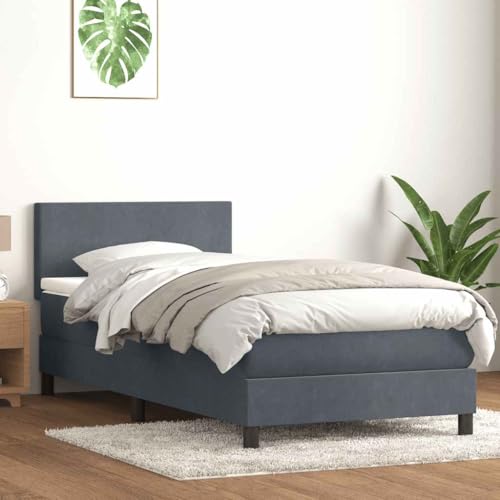 Generisch Pangshiyuan Boxspringbett mit Matratze Dunkelgrau 90x220 cm Samt,jiangboyue-3316048 von Generisch