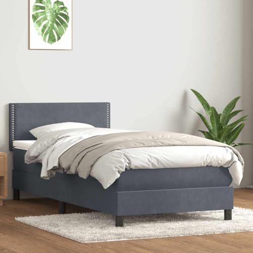 Generisch Pangshiyuan Boxspringbett mit Matratze Dunkelgrau 90x220 cm Samt,jiangboyue-3316144 von Generisch