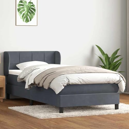 Generisch Pangshiyuan Boxspringbett mit Matratze Dunkelgrau 90x220 cm Samt,jiangboyue-3317554 von Generisch
