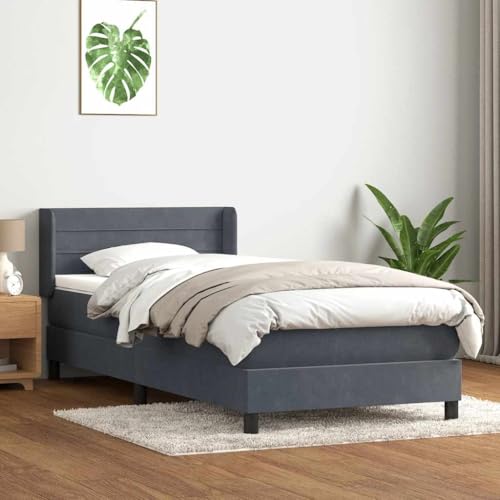 Generisch Pangshiyuan Boxspringbett mit Matratze Dunkelgrau 90x220 cm Samt,jiangboyue-3318226 von Generisch
