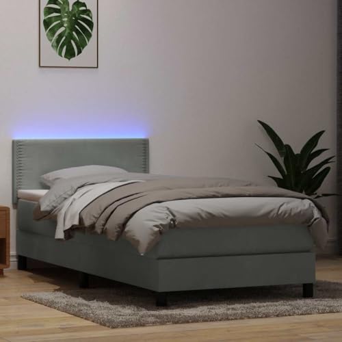 Generisch Pangshiyuan Boxspringbett mit Matratze Hellgrau 90x220 cm Samt,jiangboyue-3316815 von Generisch
