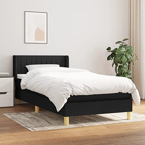 Generisch Pangshiyuan Boxspringbett mit Matratze Schwarz 90x190 cm Stoff,jiangboyue-3130395 von Generisch