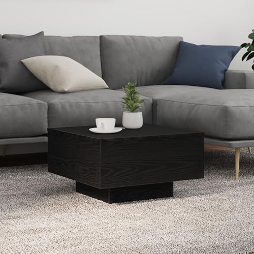 Generisch Pangshiyuan Couchtisch mit LED-Lichtern Schwarz Eiche 55x55x31 cm,jiangboyue-862996 von Generisch