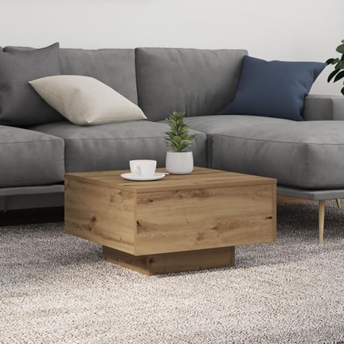Generisch Pangshiyuan Couchtisch mit LED-Lichtern aus Artisan-Eiche 55x55x31 cm,jiangboyue-862995 Generisch Pangshiyuan Couchtisch mit LED-Lichtern aus Artisan-Eiche 55x55x31 cm,jiangboyue-862995 von Generisch