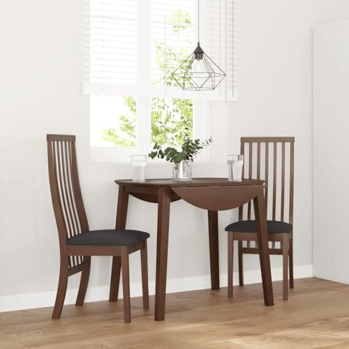 Generisch Pangshiyuan Esszimmerstühle mit Kissen 2 STK. Braun Massivholz Gummibaum,jiangboyue-4102454 von Generisch