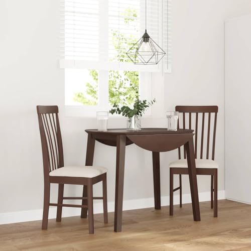 Generisch Pangshiyuan Esszimmerstühle mit Kissen 2 STK. Braun Massivholz Gummibaum,jiangboyue-4102499 von Generisch