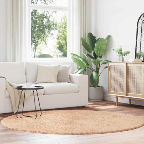 Generisch Pangshiyuan Teppich Shaggy Hochflor NAVARRA Beige 200x200 cm Polyester,jiangboyue-4102917 von Generisch