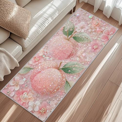 Generisch Pfirsichfrucht Küchenteppich, Luxury Diamant Blumen Blätter Teppich Läufer, 60x120 cm Lang Teppiche Für Schlafzimmer Korridor Esszimmer rutschfest Waschbar Kurzflor Teppich Generisch Pfirsichfrucht Küchenteppich, Luxury Diamant Blumen Blätter Teppich Läufer, 60x120 cm Lang Teppiche Für Schlafzimmer Korridor Esszimmer rutschfest Waschbar Kurzflor Teppich von Generisch