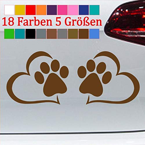 generisch Pfoten Sticker Auto Sticker Hunde Katzen Tatzen Aufkleber Hund Tier Herz 92-Kupfer 14x5,5cm von generisch