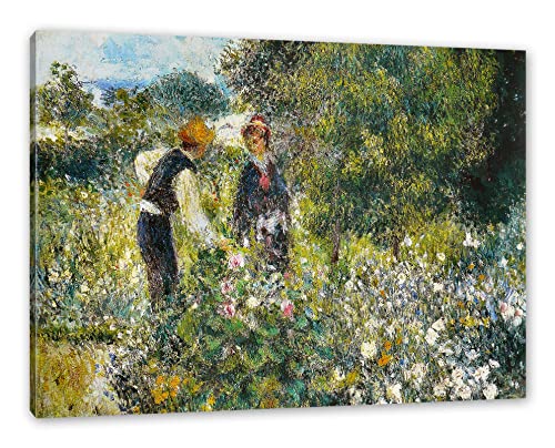 Pixxprint Pierre-Auguste Renoir - Blumen pflücken, Größe: 100x70cm, Leinwandbild, fertig gespannt, Wandbild, Dekoration, Kunstdruck, kein Poster von Generisch