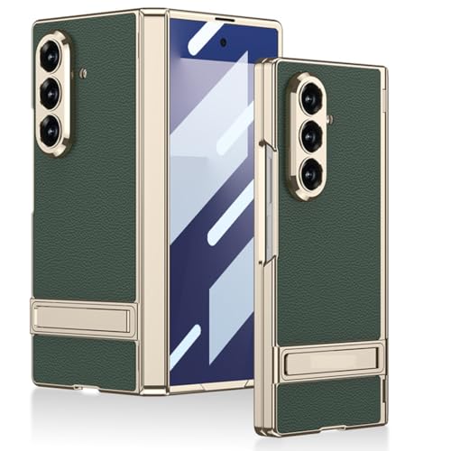 Generisch Plating Case für Samsung Galaxy Z Fold 7, Kickstand Slim Full Grain Leather Rundum-Displayschutzhülle Stoßfeste Stoßstangenhülle Generisch Plating Case für Samsung Galaxy Z Fold 7, Kickstand Slim Full Grain Leather Rundum-Displayschutzhülle Stoßfeste Stoßstangenhülle von Generisch