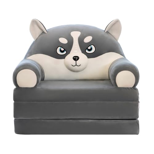 Generisch Plüsch Faltbares Kindersofa Rückenlehne Sessel 2 in 1 faltbares Kindersofa niedliches Cartoon faules Sofa Kinder aufklappbares Schlafsofa für Wohnzimmer Schlafzimmer (Schwarz) von Generisch