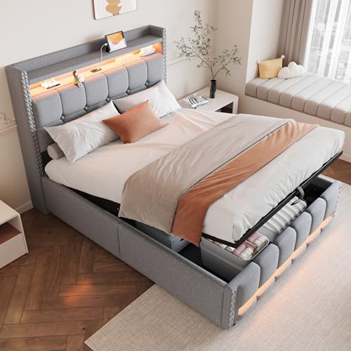 Generisch Polsterbett 140x200 cm mit LED-Beleuchtung, USB-Steckdose, Hydraulik-Stauraum & Leinenstoff – Modernes Doppelbett mit Stauraum und RGB-Licht Generisch Polsterbett 140x200 cm mit LED-Beleuchtung, USB-Steckdose, Hydraulik-Stauraum & Leinenstoff – Modernes Doppelbett mit Stauraum und RGB-Licht von Generisch