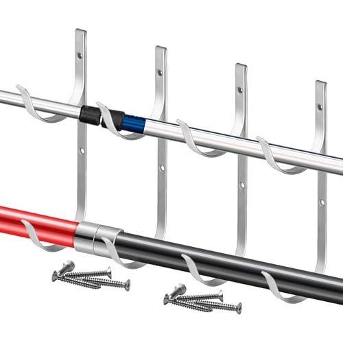 Generisch Poolseitiger Aufhängehaken,Aluminiumlegierung Zaunhaken für Poolschlauch - 4 Stück Multifunktionaler Organizer Haken für Skimmernetze Schläuche und Laubrechen von Generisch
