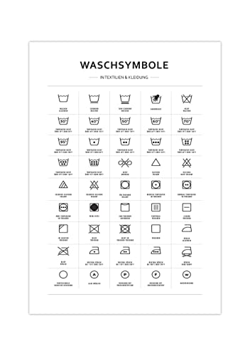 Generisch Poster Waschsymbole | Waschzeichen Bild weiß A3 (42 x 29,7 cm) von Generisch