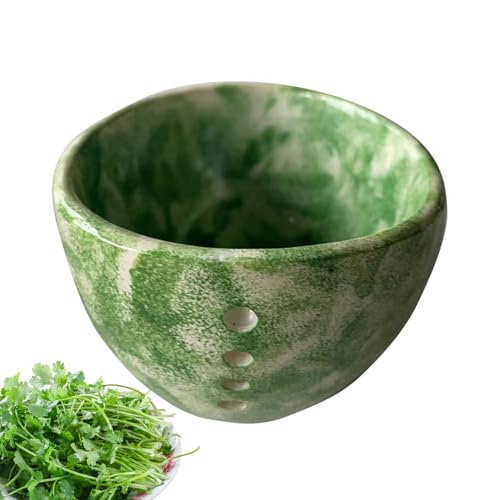 Generisch Pottery H-erb Stripper, Keramikkraut Stripper Bowl, Handgefertigte Kleine Keramik Stripper Schüssel, Blattgrün Blätterblätterentfernung Mit 4 Löchern Für Grünkohl Und Chard von Generisch