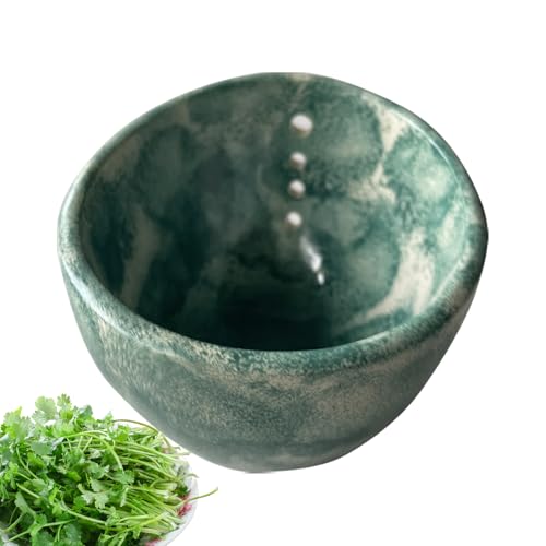 Generisch Pottery H-erb Stripper, Keramikkraut Stripper Bowl, Handgefertigte Kleine Keramik Stripper Schüssel, Blattgrün Blätterblätterentfernung Mit 4 Löchern Für Grünkohl Und Chard von Generisch