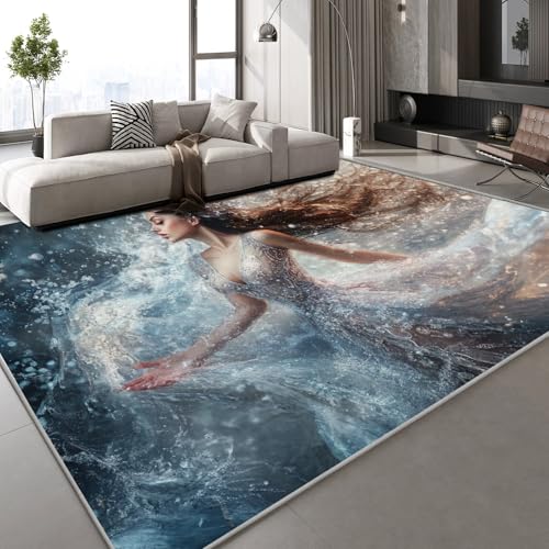 Generisch Prinzessin Mädchen Teppich Kinderteppich Modern 3D Cartoon Fantasie Teppich Kinderzimmer Kurzflor Teppiche rutschfeste Spielteppiche für Schlafzimmer Wohnzimmer Zimmer 180x240 cm von Generisch