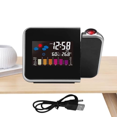 Generisch Projektionsuhr, Projektionswecker | Projektoruhr für Schlafzimmerdecke | Projektor-Wecker, Temperatur- und Feuchtigkeitsmonitor, Hygrometer für Schlafzimmer von Generisch