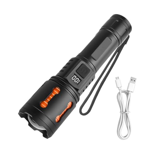 Generisch Rechargeable Flashlights, Digital Display Torch, 0.48x19.5 Inches USB with Battery Indicator 3 Brightness Levels, Powered Flashlight for Hunting Hiking Survival, Camping von Generisch