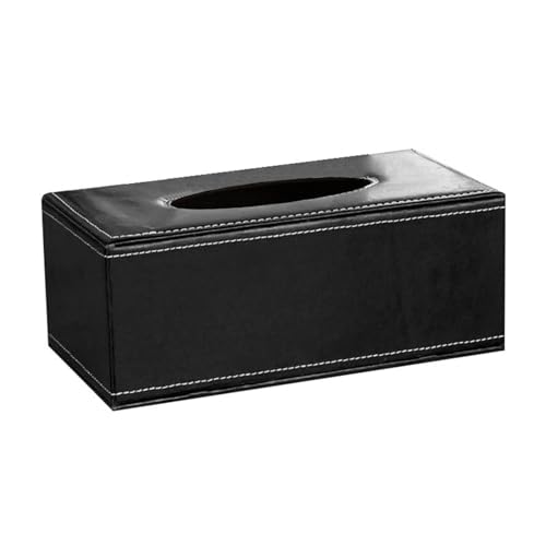 Generisch Rechteckige Kosmetiktücherbox: 24×12.5×9 cm Mattschwarz Tücherbox für Esszimmer Badezimmer Schlafzimmer Büro Couchtisch Auto (Black, A) von Generisch