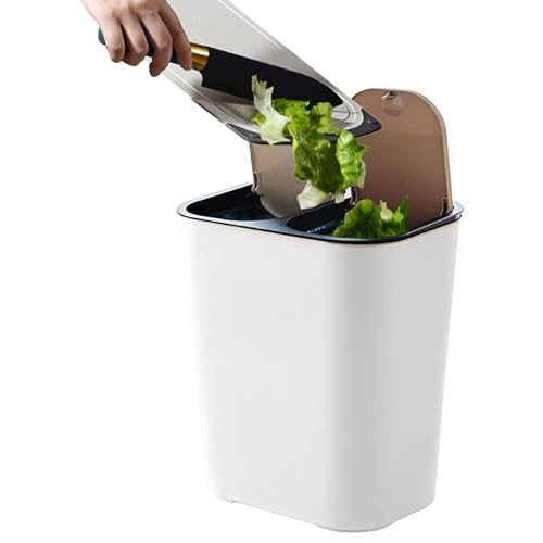 Generisch Recyclingbehälter - Doppelmüll kann | 18L Küchenabfallbehälter | Trockener und nasse Trennung Mülleimer mit zwei Fächern | Mülleimer mit Deckelschubrecyclingbehälter für Küche, Badezimmer Generisch Recyclingbehälter - Doppelmüll kann | 18L Küchenabfallbehälter | Trockener und nasse Trennung Mülleimer mit zwei Fächern | Mülleimer mit Deckelschubrecyclingbehälter für Küche, Badezimmer von Generisch