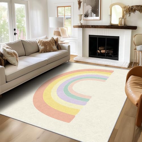 Generisch Regenbogen Teppich Wohnzimmer 200x250 cm Waschbar, Mädchen Creme Modern Teppiche Gegend Schlafzimmer Küchenteppich, Regenbogen Wohnaccessoires & Deko Kurzflor Weich, rutschfest Generisch Regenbogen Teppich Wohnzimmer 200x250 cm Waschbar, Mädchen Creme Modern Teppiche Gegend Schlafzimmer Küchenteppich, Regenbogen Wohnaccessoires & Deko Kurzflor Weich, rutschfest von Generisch