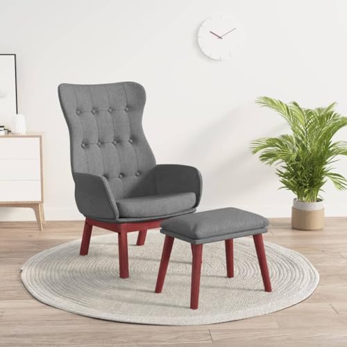 Generisch Relaxsessel mit Hocker Hellgrau Stoff,jiangboyue-3097723 von Generisch