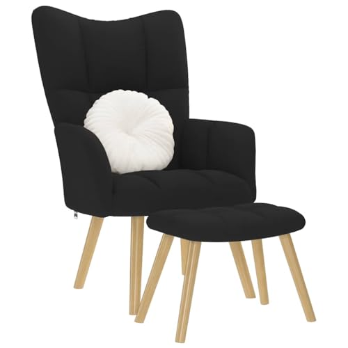 Generisch Relaxsessel mit Hocker Schwarz Stoff,jiangboyue-4016780 von Generisch