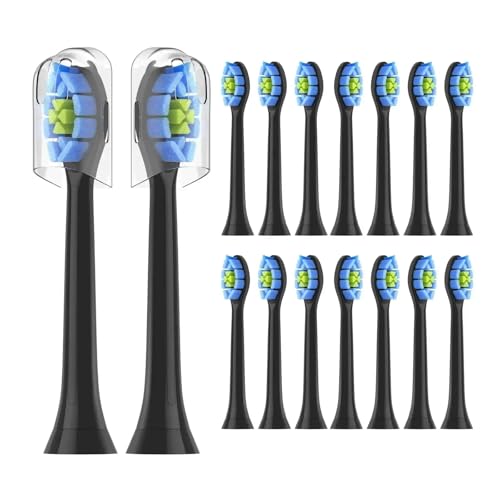 Generisch Replacement Toothbrush Heads，Compatible for Philips Sonicare DiamondClean C2 C1 G2 W Plaque Control Simply Clean Electric Brush Head,8 Pack(Black-16pcs) von Generisch