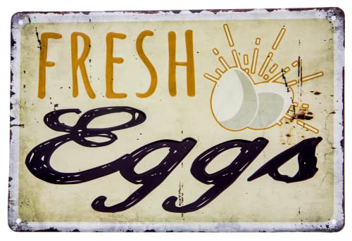 Generisch Retro Blechschild, Frische Eier, Fresh Eggs, Deko Hühnerstall Schild, 30 x 20 cm, Beige Generisch Retro Blechschild, Frische Eier, Fresh Eggs, Deko Hühnerstall Schild, 30 x 20 cm, Beige von Sunature