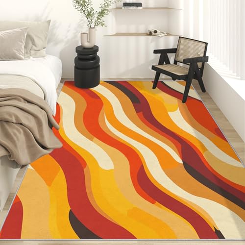 Generisch Retro Welle Teppich Wohnzimmer, Abstrakt Retro Deko für Schlafzimmer, Waschbarer Teppich 240x340 cm, Anti Rutsch, Kurzflor C&J49 Generisch Retro Welle Teppich Wohnzimmer, Abstrakt Retro Deko für Schlafzimmer, Waschbarer Teppich 240x340 cm, Anti Rutsch, Kurzflor C&J49 von Generisch