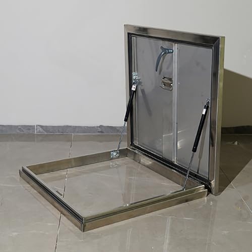 Generisch Robuste Dachluke, Dachbodentreppe, Edelstahl-Dachfensterdeckel, Schachtabdeckung für Notausstiegsfenster, sichere Kellerausgangstür mit 2 Griffen (BXL-60 x 60 cm - 23,6 x 23,6) von Generisch
