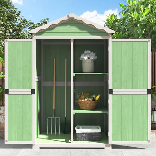 Generisch Robuster Holz-Gartenschuppen mit wetterfestem Filzdach, 93x45x179 cm – Sicherer Stauraum für Werkzeuge, Gartenmöbel & mehr, wartungsfreies Design mit Belüftung & X-Verstärkung von Generisch