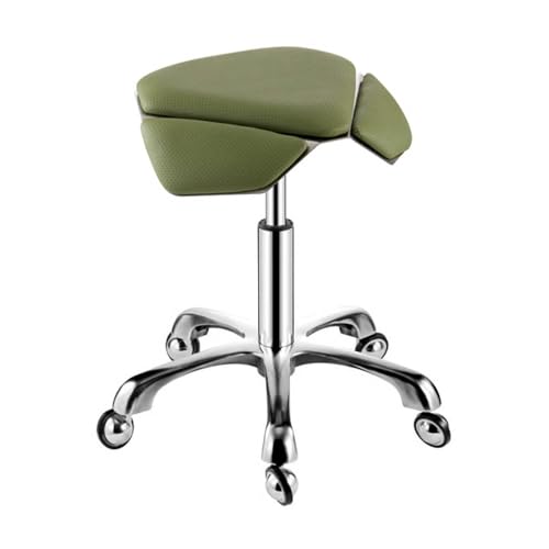 Generisch Rollsattelstuhl,Sattelhocker,ergonomischer Hocker Mit Rädern,trapezförmiger Sitzfläche Und Verstellbarer Höhe for Das Home-Office,den Salon Oder Das Geschäft(Green) von Generisch