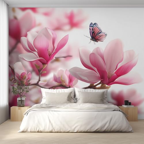 Generisch Rosa Blumen Tapete, Fototapete Schmetterling Magnolie, Vliestapete für Schlafzimmer Wohnzimmer, Wand Deko Tapeten, Wandverkleidung 450x315 cm D&O63 Generisch Rosa Blumen Tapete, Fototapete Schmetterling Magnolie, Vliestapete für Schlafzimmer Wohnzimmer, Wand Deko Tapeten, Wandverkleidung 450x315 cm D&O63 von Generisch