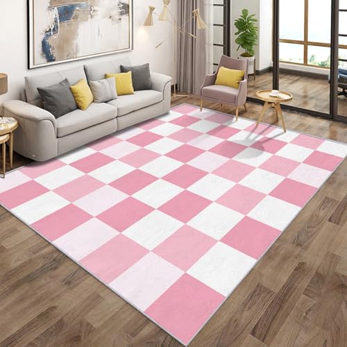 Generisch Rosa Kariert Teppich Wohnzimmer 160x230, Kurzflor Teppich Schlafzimmer Mädchen Schachbrettmuster Wohnzimmerteppich Groß, Weich Flanell - Antirutsch Carpet H-4 Generisch Rosa Kariert Teppich Wohnzimmer 160x230, Kurzflor Teppich Schlafzimmer Mädchen Schachbrettmuster Wohnzimmerteppich Groß, Weich Flanell - Antirutsch Carpet H-4 von Generisch