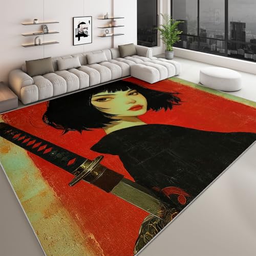 Generisch Rot Waschbar Teppich 120 x 170 cm Pflegeleicht Kurzflor Teppich, rutschfest Weich Flanellteppich mit Retro Japanischer Stil Mädchen Samurai für Wohnzimmer Schlafzimmer Kinderzimmer Generisch Rot Waschbar Teppich 120 x 170 cm Pflegeleicht Kurzflor Teppich, rutschfest Weich Flanellteppich mit Retro Japanischer Stil Mädchen Samurai für Wohnzimmer Schlafzimmer Kinderzimmer von Generisch