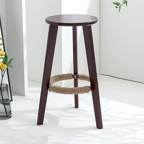 Generisch Rund Barhocker Holz Küchenhocker mit Fußstütze, 58cm 68cm 78cm Esszimmerstühle Barstühle Einfache Montage, Bistrohocker Designer Hocker(Walnut,68CM) von Generisch