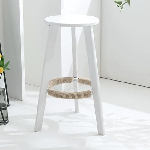 Generisch Rund Barhocker Holz Küchenhocker mit Fußstütze, 58cm 68cm 78cm Esszimmerstühle Barstühle Einfache Montage, Bistrohocker Designer Hocker(White,68CM) von Generisch