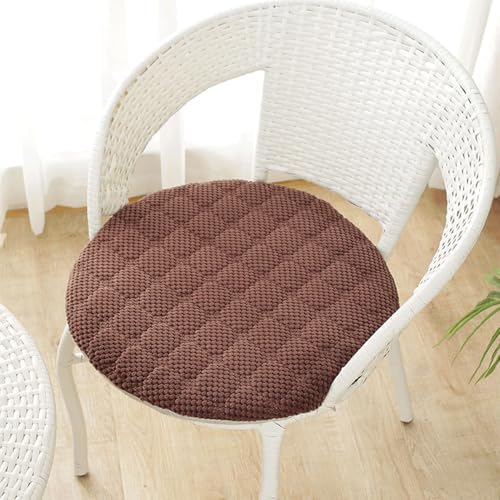 Generisch Rund Stuhlkissen 6er 4er 2er Set, Weiche Stuhlkissen Waschbar Sitzkissen Stuhl rutschfest,Cordstoff Sitzpolster Stuhlauflage Bodenkissen Für Küche Esszimmer Garten,Kaffee,2er Set 40cm von Generisch