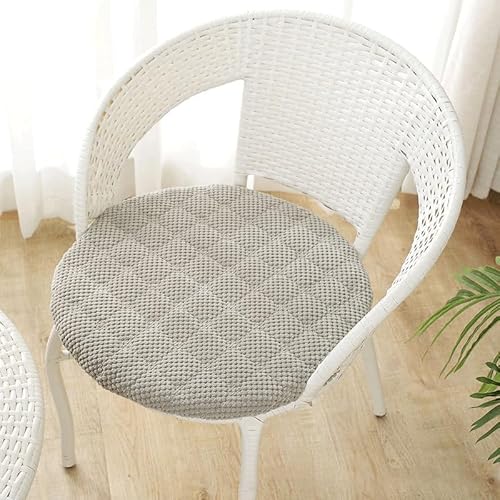 Generisch Rund Stuhlkissen 6er 4er 2er Set, Weiche Stuhlkissen Waschbar Sitzkissen Stuhl rutschfest,Cordstoff Sitzpolster Stuhlauflage Bodenkissen Für Küche Esszimmer Garten,Light Gray,2er Set 30cm von Generisch