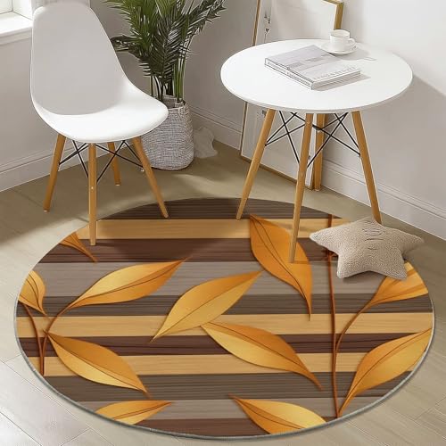 Generisch Rund Teppich Kurzflor Einfache Elegante Weidenblätter Design, ø 180 cm, waschbar Wohnzimmerteppich rutschfest, weich für Wohnzimmer Schlafzimmer Zuhause Büro, Gold Generisch Rund Teppich Kurzflor Einfache Elegante Weidenblätter Design, ø 180 cm, waschbar Wohnzimmerteppich rutschfest, weich für Wohnzimmer Schlafzimmer Zuhause Büro, Gold von Generisch