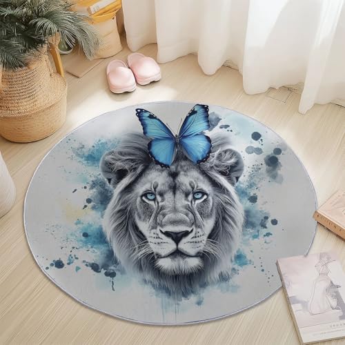 Generisch Rund Teppich Kurzflor Einfacher Handgemalter Löwe Schmetterling Design, ø 180 cm, waschbar Wohnzimmerteppich rutschfest, weich für Wohnzimmer Schlafzimmer Zuhause Büro, Hellgrau Generisch Rund Teppich Kurzflor Einfacher Handgemalter Löwe Schmetterling Design, ø 180 cm, waschbar Wohnzimmerteppich rutschfest, weich für Wohnzimmer Schlafzimmer Zuhause Büro, Hellgrau von Generisch