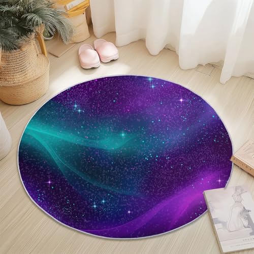 Generisch Rund Teppich Kurzflor Fantasie Sternenlicht Galaxie Design, ø 120 cm, waschbar Wohnzimmerteppich rutschfest, weich für Wohnzimmer Schlafzimmer Zuhause Büro, Lila Cyan Generisch Rund Teppich Kurzflor Fantasie Sternenlicht Galaxie Design, ø 120 cm, waschbar Wohnzimmerteppich rutschfest, weich für Wohnzimmer Schlafzimmer Zuhause Büro, Lila Cyan von Generisch