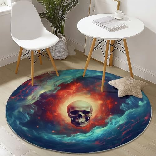 Generisch Rund Teppich Kurzflor Fantasy-Punk-Totenkopf Design, ø 60 cm, waschbar Wohnzimmerteppich rutschfest, weich für Wohnzimmer Schlafzimmer Zuhause Büro, Blau Generisch Rund Teppich Kurzflor Fantasy-Punk-Totenkopf Design, ø 60 cm, waschbar Wohnzimmerteppich rutschfest, weich für Wohnzimmer Schlafzimmer Zuhause Büro, Blau von Generisch